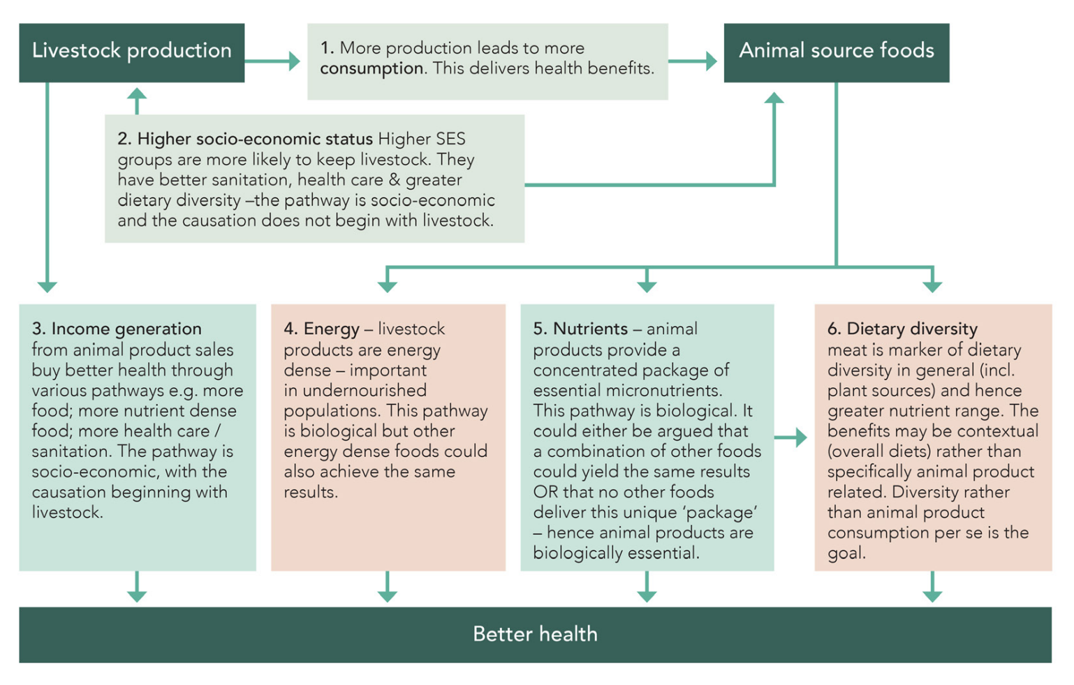 Figure 4: Arguments for the benefits resulting from meat and dairy consumption in developing countries.