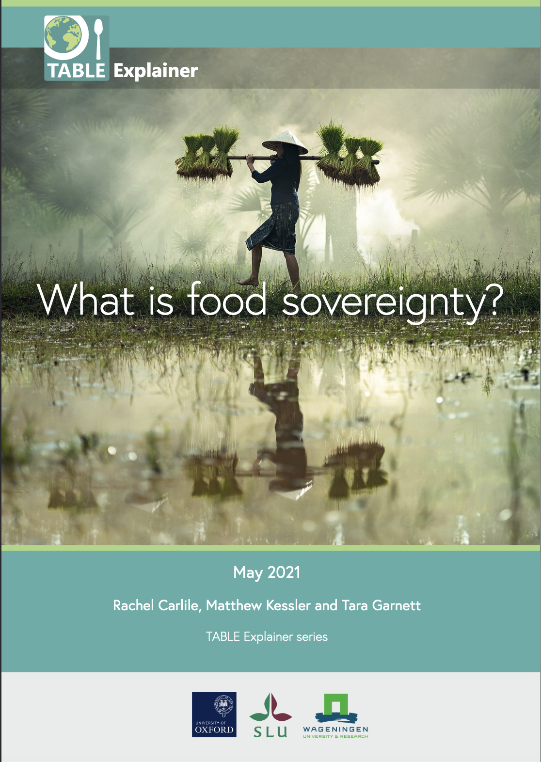 The cover of the TABLE explainer "What is food sovereignty?" by Rachel Calile, Matthew Kessler, and Tara Garnett.