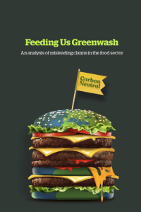 The cover of the “Feeding Us Greenwash” report by the Changing Markets Foundation.