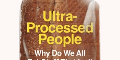 The cover of the book “Ultra-Processed People: Why do we all eat stuff that isn’t food and why can’t we stop?” by Chris van Tulleken featuring a photo of packaged bread.