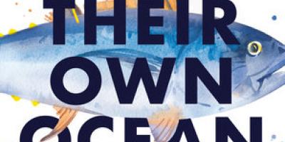 The cover of Kings of Their Own Ocean by Karen Pinchin and water colour of some bluefin tuna. 