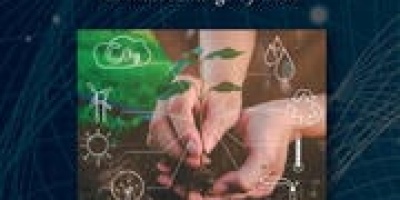 Book cover of "Sustainable Agriculture: Adaptation Strategies to Address Climate Change by 2050" with image of two hands holding soil surrounded by sustainability icons.