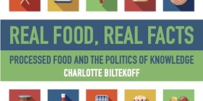 cover page of Real food, real facts with cartoon images of food in little squares. 