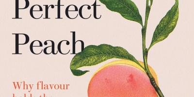 Cover page with a peach alongside text