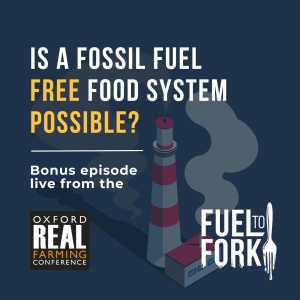 "Is a fossil fuel free food system possible?" episode flyer for Fuel to Fork