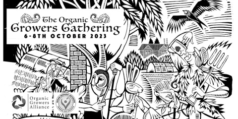 A flyer for the Organic Growers Gathering 2023