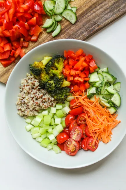 A plate with lots of vegetables. Credit: Polina Tankilevitch via Pexels