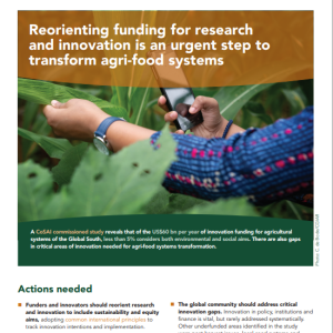 Policy briefs: investing in and scaling up agricultural innovation
