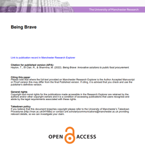 Being Brave: Innovative solutions to public food procurement
