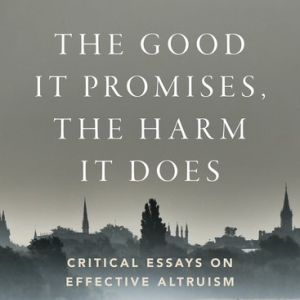 The cover of The Good it Promises, The Harm it Does depicting the silhouette of a calf in a field.