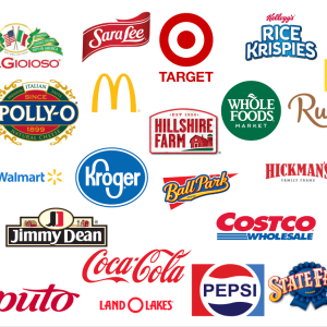 Image of corporate logos from various food companies.