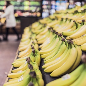 Banana stall in grocery store