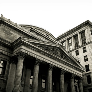 An imposing building of a bank.