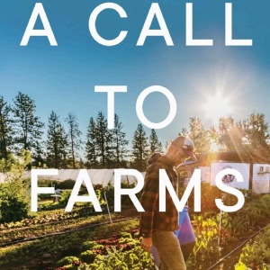 Title of book with a person walking through a field of veg