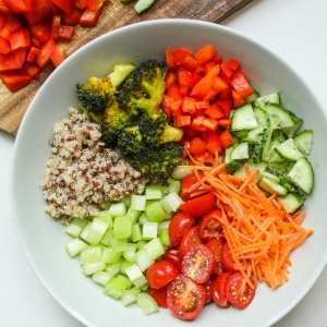 A plate with lots of vegetables. Credit: Polina Tankilevitch via Pexels